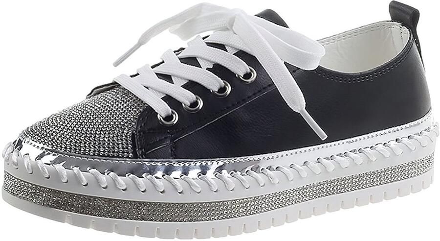 Dailygoods Dames Mode Platform Sneakers met Rhinestones Casual en Stijlvol
