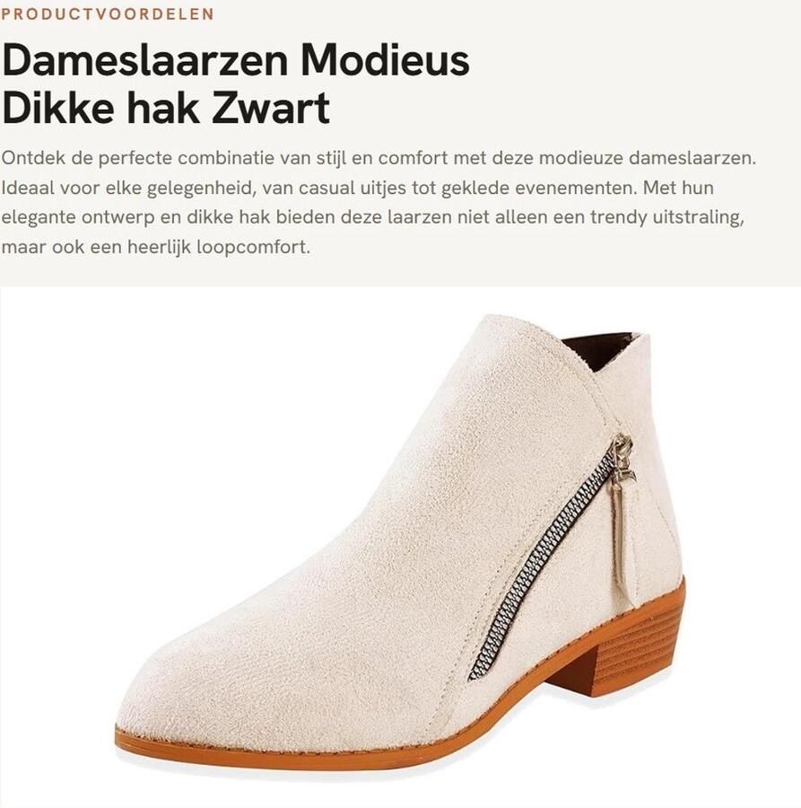 Dailygoods- Dameslaarzen modieus Combat Enkellaarzen Dikke Hak Zijrits Casual Elegant Imitatiesuède Synthetisch Rubber