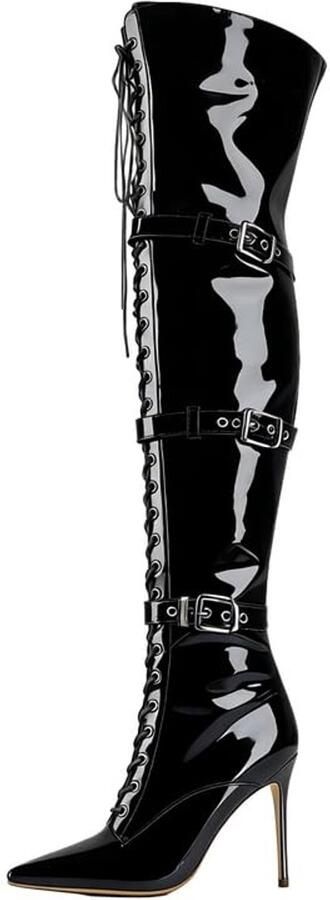 Dailygoods- Dameslaarzen Stiletto Veterlaarzen Motorfietslaarzen Overknees Riemen Gesp Ritssluiting Comfortabel en warm Laarzen