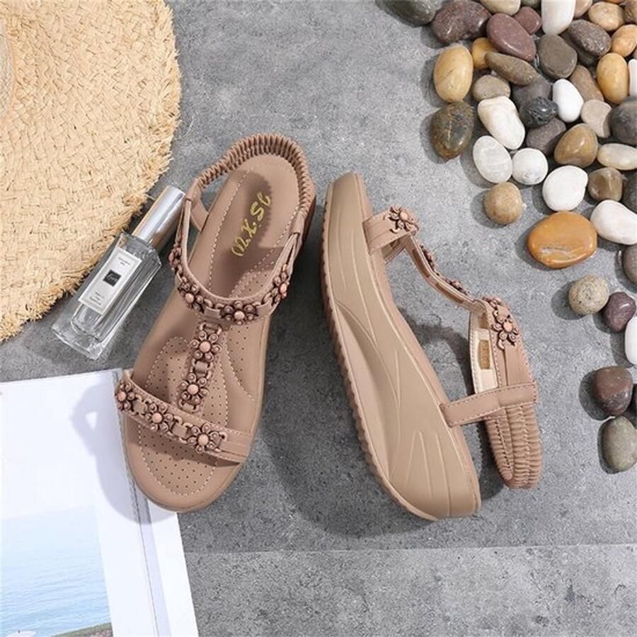 Dailygoods- Damessandalen met halfhoge sleehak T-bar Elastische slingback
