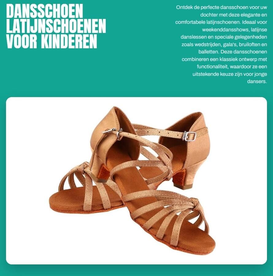 Dailygoods- Dansschoen Zachte Comfortabele Latijnschoenen Dansschoenen Meisjes Hoge Hak Klassiek Ontwerp Duurzaam Geschikt voor Dansshows