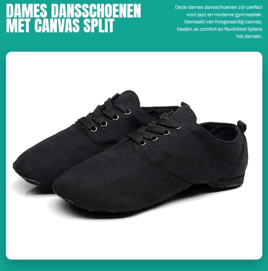 Dailygoods- Dansschoenen Dames Canvas Antislip Split Zool Duurzaam Ademend Flexibel Dansschoen