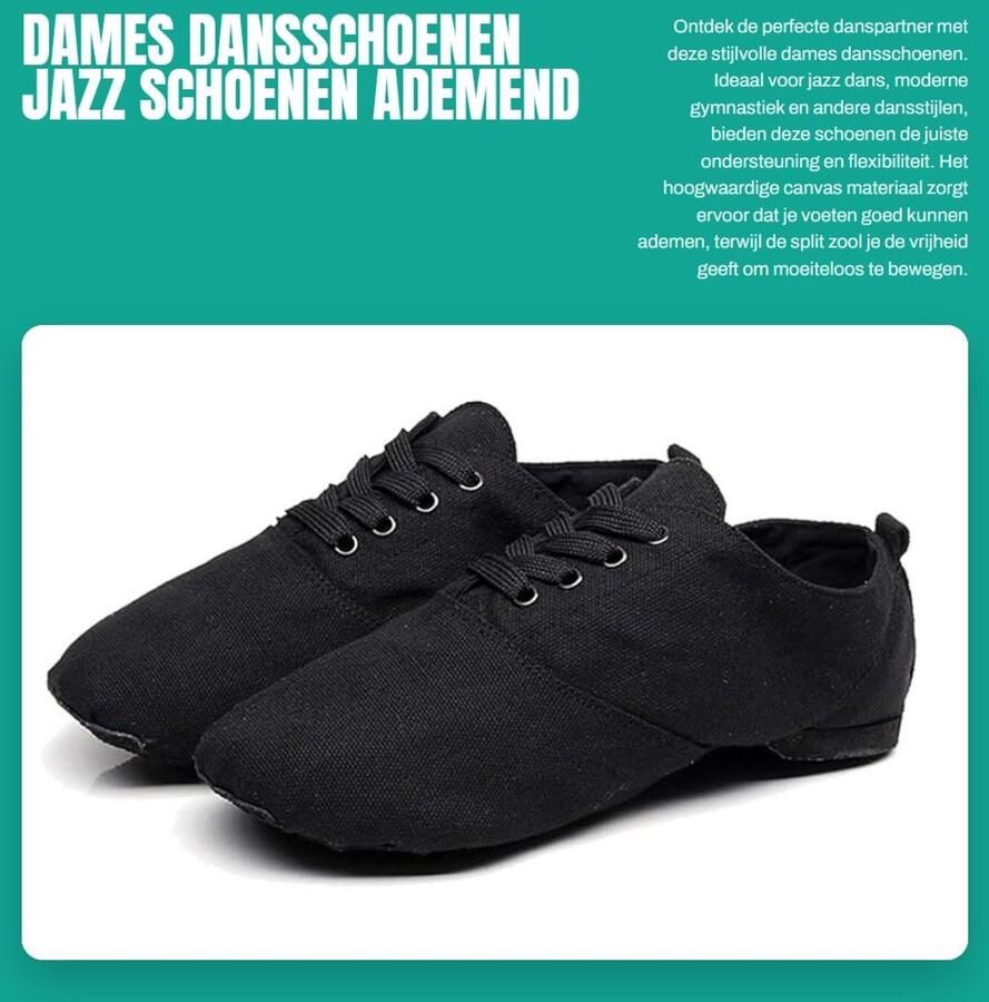 Dailygoods- Dansschoenen Dames Canvas Antislip Split Zool Duurzaam Flexibel Ondersteuning