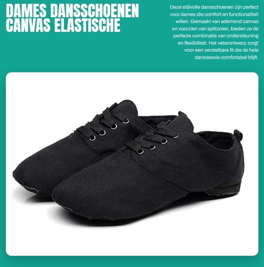 Dailygoods- Dansschoenen Dames Comfortabel Canvas Antislip Suède Zool Verstelbare Veterontwerp Split Zool Ideaal voor Ballet en Dans Dansschoen