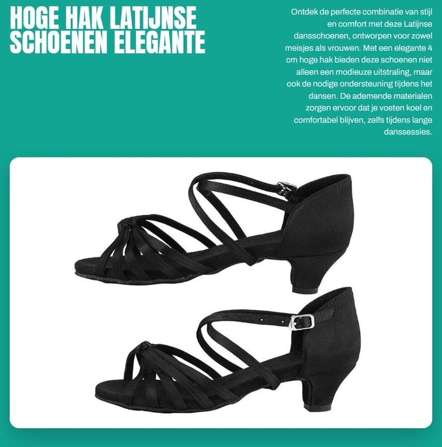 Dailygoods- Dansschoenen Dames Hoge Hak Latijnse Sandalen Ademend Antislip Comfortabel Materiaal Danssandalen