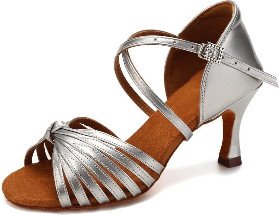 Dailygoods- Dansschoenen Dames Open-Toe Comfortabel Salsa Tango Antislip Zool Satijn Perfect voor Standaard Dans Dansschoenen Voor Vrouwen