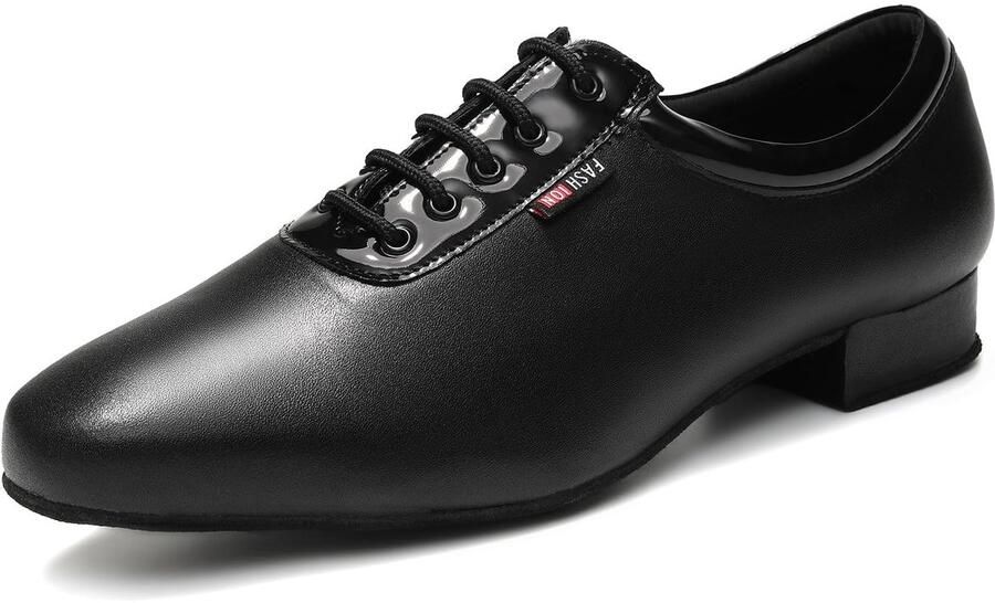 Dailygoods- Dansschoenen Dames Zwart Lace-up Ballroom Salsa Lage Hak Oefenschoenen Moderne Tango