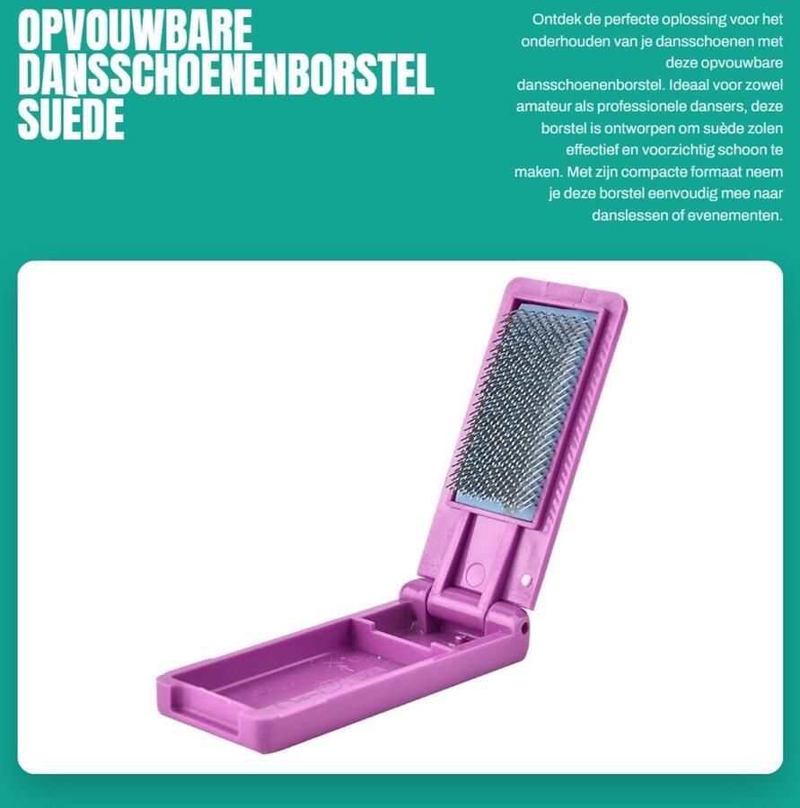 Dailygoods- Dansschoenenborstel Opvouwbaar Kunststof Schoenpoets Borstel Suède Zoolborstel Lichtgewicht Afmetingen 9 x 4 x Schoenenborstel