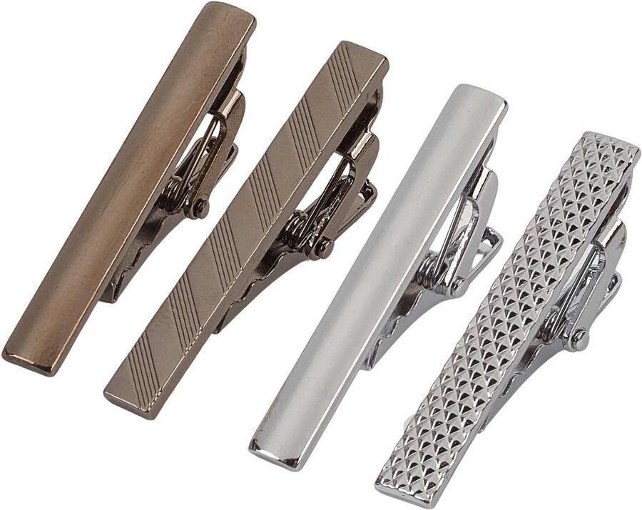 Dailygoods- Dasspelden Set van 4 Elegante Dasspelden Klassieke Clip Duurzaam Ijzer Veilige Grip Afmetingen 2 x Stropdasclip