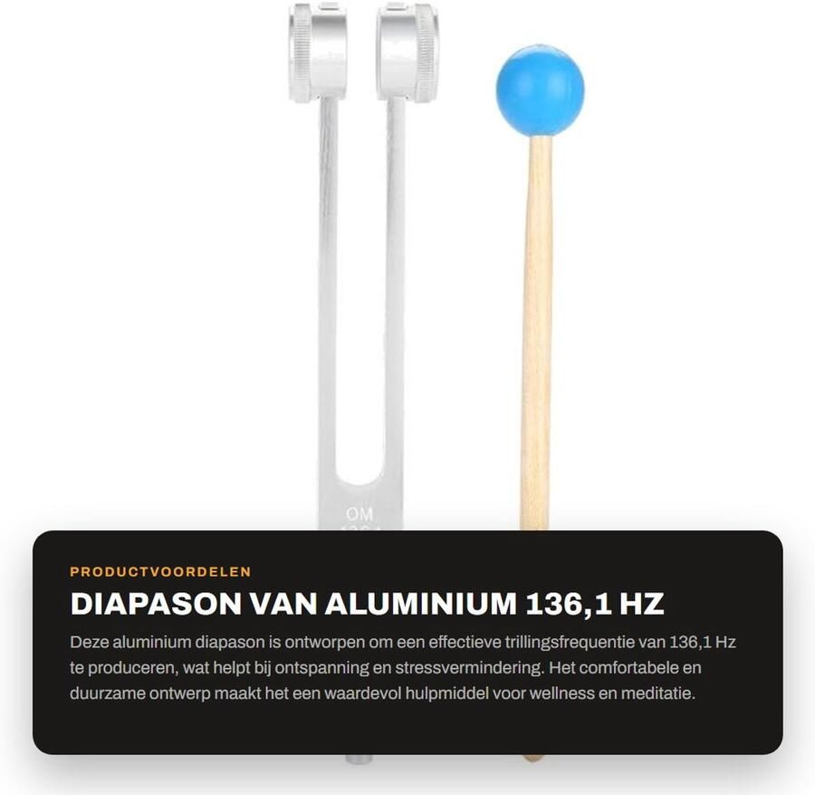 Dailygoods- Diapason 136 1 Hz Aluminium Effectief Duurzaam Comfortabel Ontspanning Stemvork