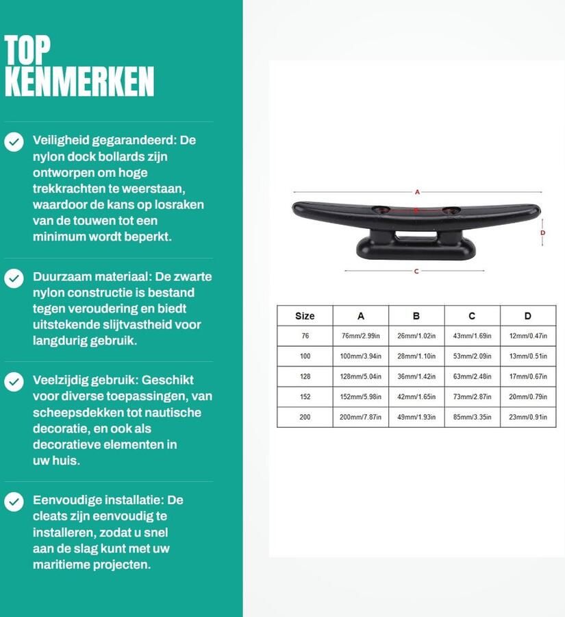 Dailygoods- Dock Cleat Nylon Constructie Hoge Treksterkte Voor