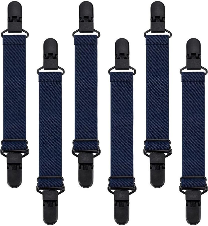 Dailygoods- Elastische Riemen 6 Stuks Verstelbaar 155-205 mm Antislip Riemclips Lichte Kunststof 38 mm Breed Houdt Broekspijpen Op Hun Plaats Broekspijpenriemen