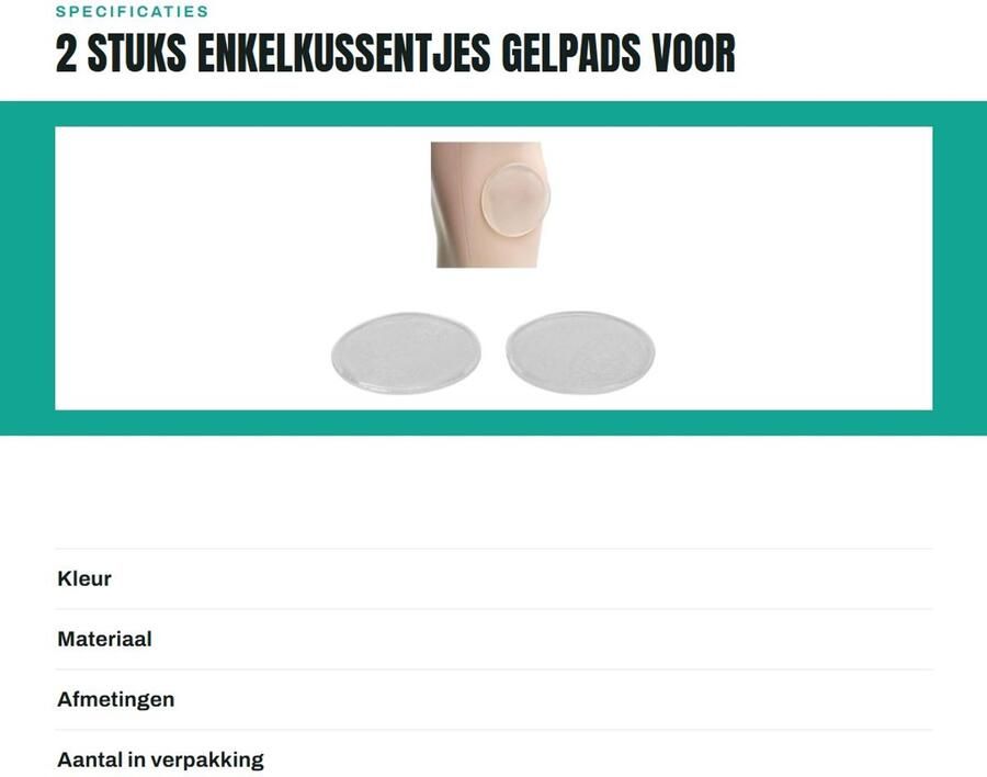 Dailygoods- Enkelkussentjes 2 Stuks Gelpads voor Laarzen Verlichten Druk Verbeteren Bloedsomloop Voorkomen Pijn Lichtgewicht en Compact Enkelkussens