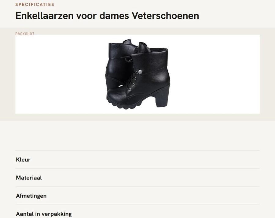 Dailygoods- Enkellaarzen dames Veterschoenen Blokhak Halfhoge hak Plateauzool Kunstleer met synthetische rubberen zolen Dameslaarzen