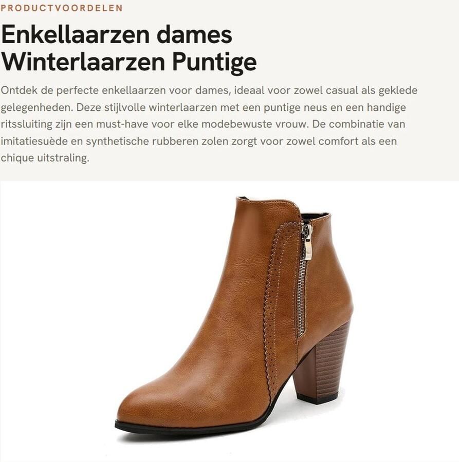 Dailygoods- Enkellaarzen met puntige neus Ritsluiting Lage hak Casual gekleed Imitatiesuède Synthetische rubberen zolen Laarzen