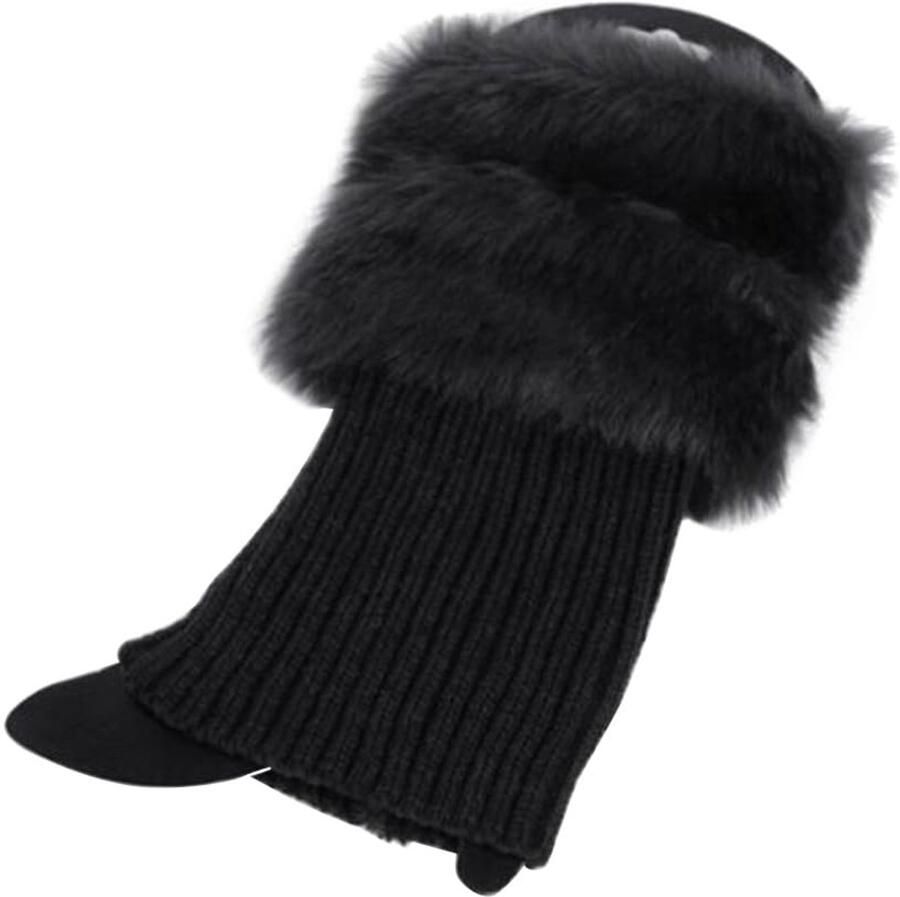 Dailygoods Gehaakte Manchetten voor Dames met Imitatiebont Warme Enkelbandjes voor Laarzen