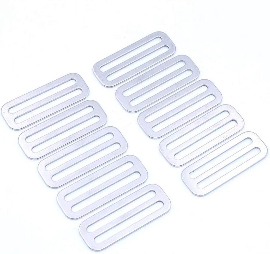 Solidchoice- Gespen Set van 10 Stuks Metalen Tri-Glide Slides 50mm Vierkante Ring Riemgespen DIY Accessoires Duurzaam en Stevig Riemgesp