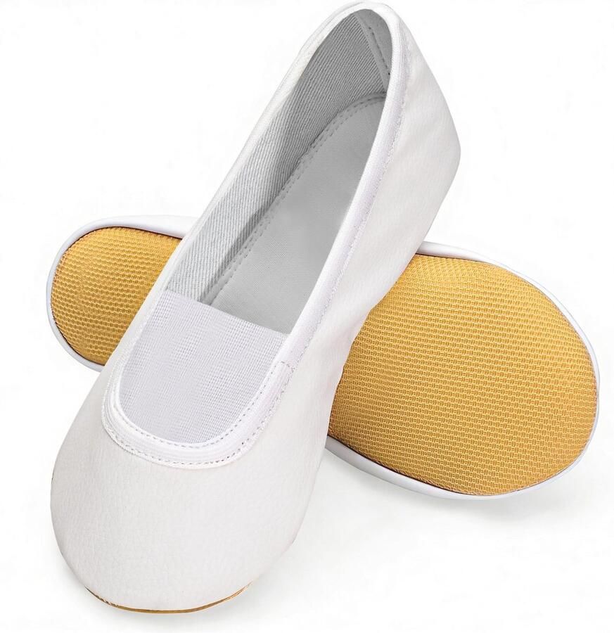 Solidchoice- Gymschoenen Antislip Gymnastiekschoenen 100% Katoen Leren Gymschoenen Elastische Schoenkraag Comfortabele Voering