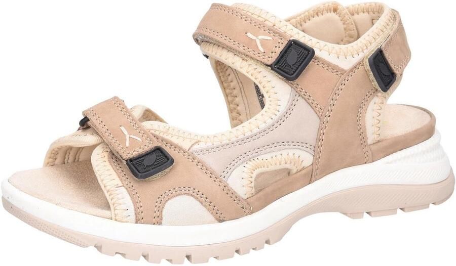 Dailygoods H-Sora Breedte H Dames Sandalen Beige Klittenbandsluiting