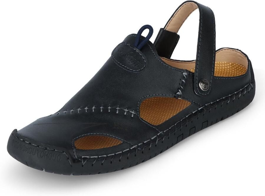Dailygoods Heren Casual Leren Sandalen Gesloten Teen Slippers voor Zomer en Wandelen