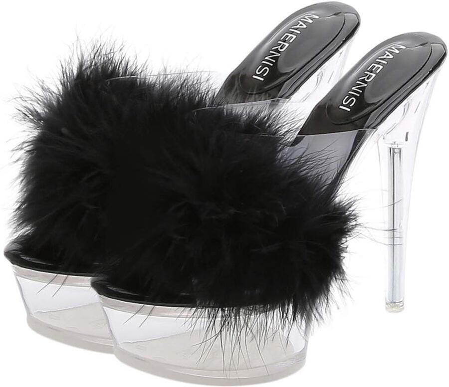 Dailygoods Hoge Hakken Sandaal met Platform Dames Pantoffels Zwart