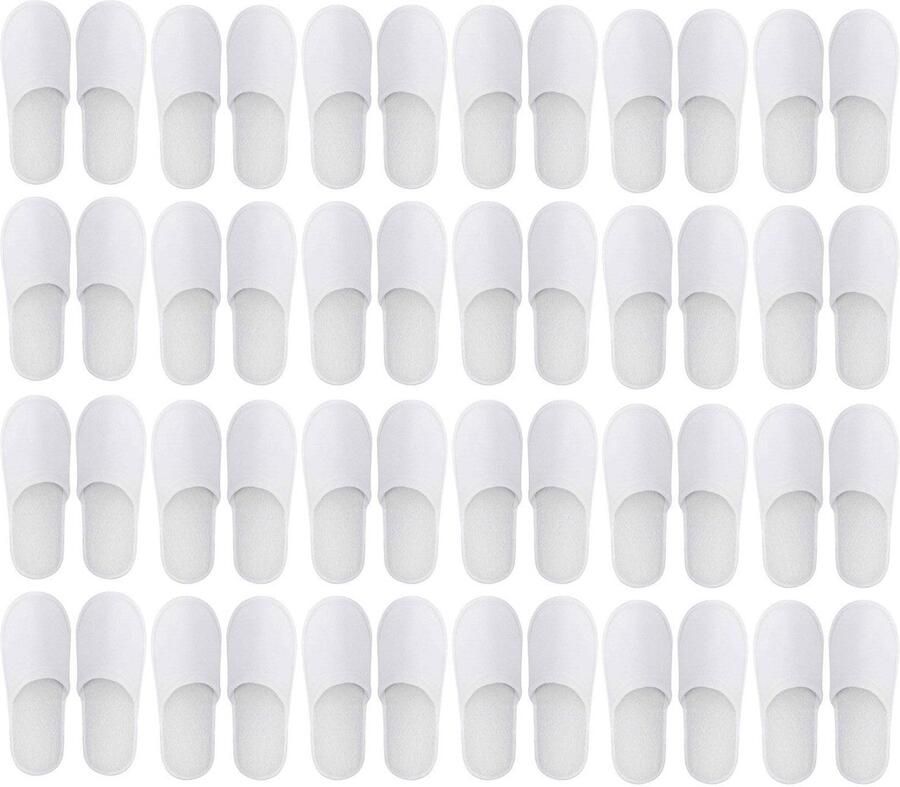 Dailygoods- Hotel Slippers Set 24 Paar Wegwerp Slippers Badstof Slippers voor nen Wit Grijs Wegwerpslippers