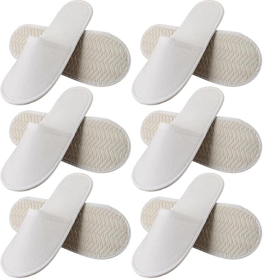 Dailygoods- Hotelschoenen Set van 6 Paar Gastenpantoffels Linnen Zool Koraalfluweel Comfortabele Velours Zoom Hygiënisch en Praktisch Pantoffels