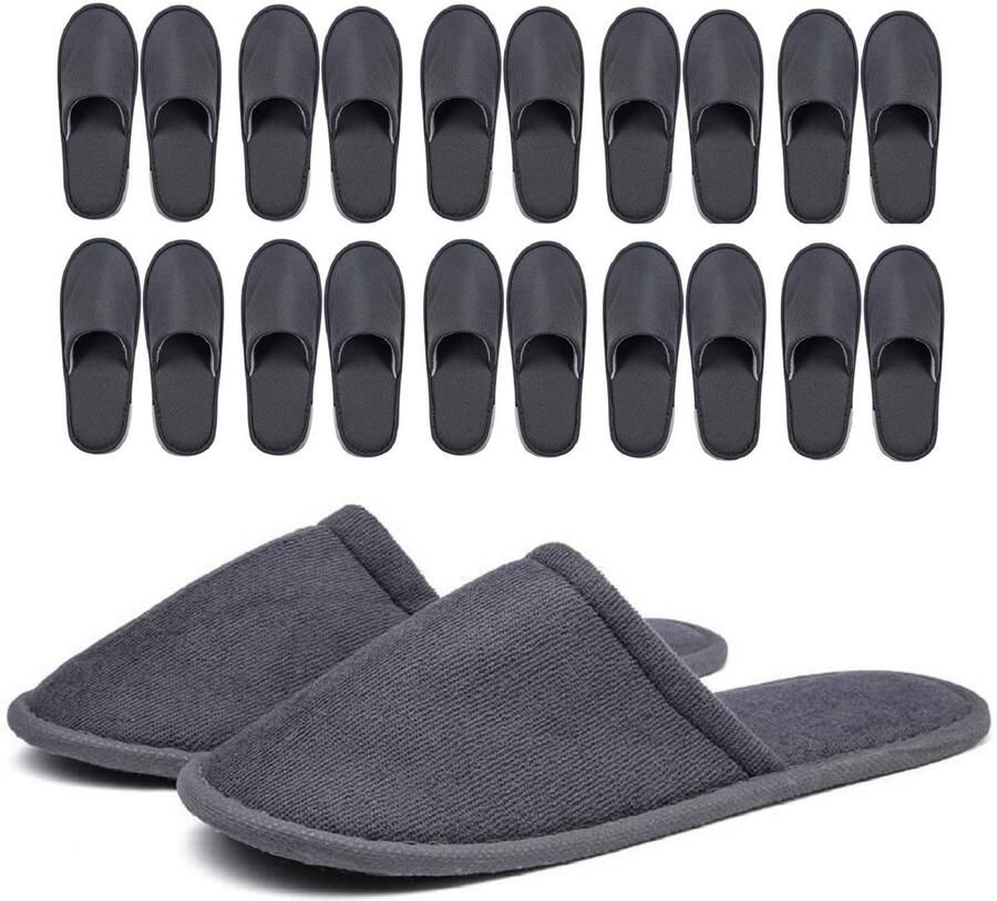 Dailygoods- Hotelslippers Set van 10 paar Badstof slippers Wegwerp pantoffels Universele maat Lichtgewicht Hygiënisch en comfortabel