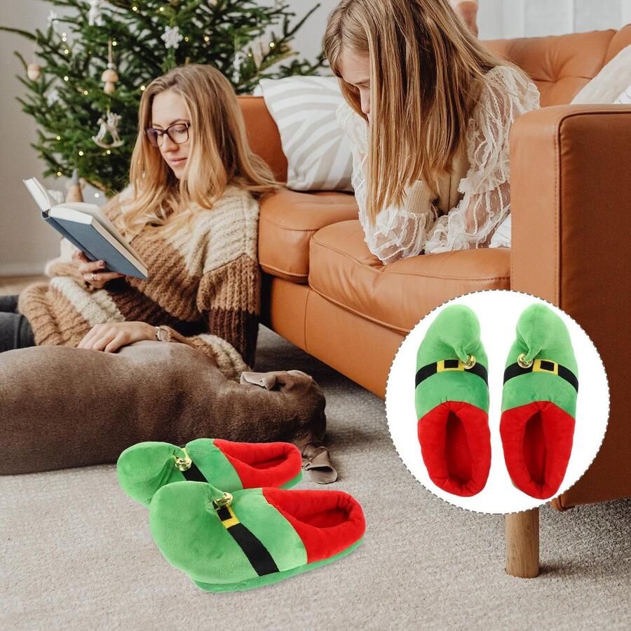 Dailygoods- Huispantoffels Pluche Zacht Warme Pantoffels Antislip Schoenen Kerstcadeau Volwassenen Kinderen Lichtgewicht en Opvouwbaar