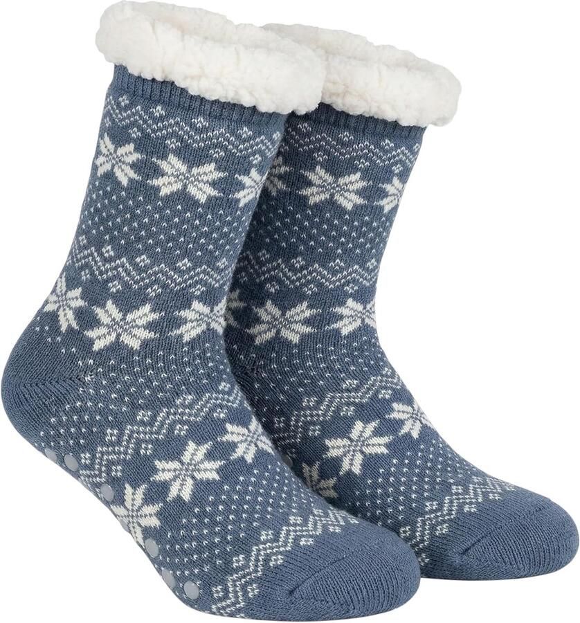 Dailygoods- Huttensokken warme wintersokken damespantoffels ABS-zool fleecevoering eenheids stijl en comfort Pantoffels