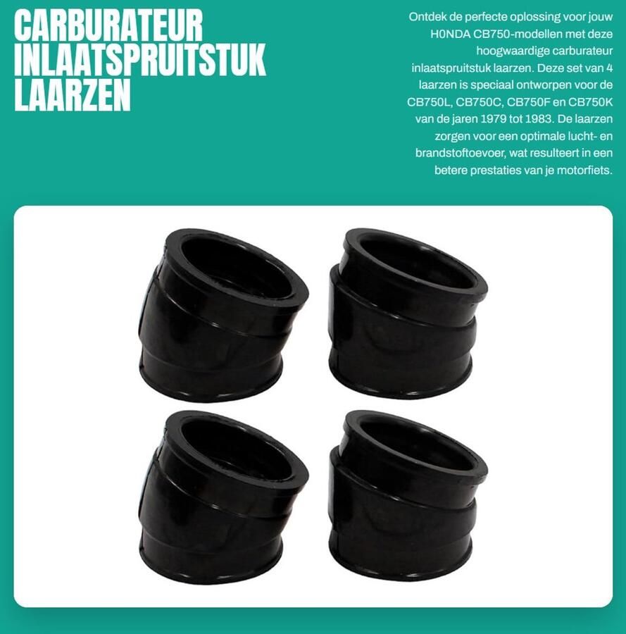 Dailygoods- Inlaatspruitst x Set Carburateur Laarzen Geschikt voor H-onda CB750L F K SC Onderdeelnummer 16211-425-000 16212-425-000 16213-425-000 Verbindt carburateur en motor