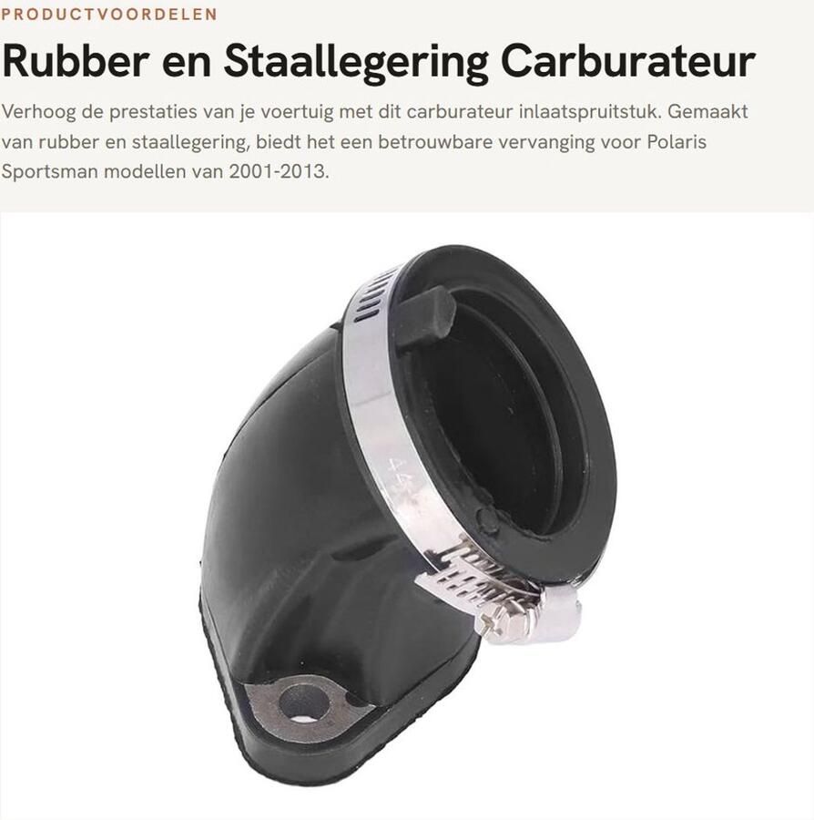 Dailygoods- Inlaatspruitstuk Vervanging voor Polaris Sportsman 500 HO 2001-2013 Carburateur Rubber Staallegering OEM 3085809 Montage Schokbestendig