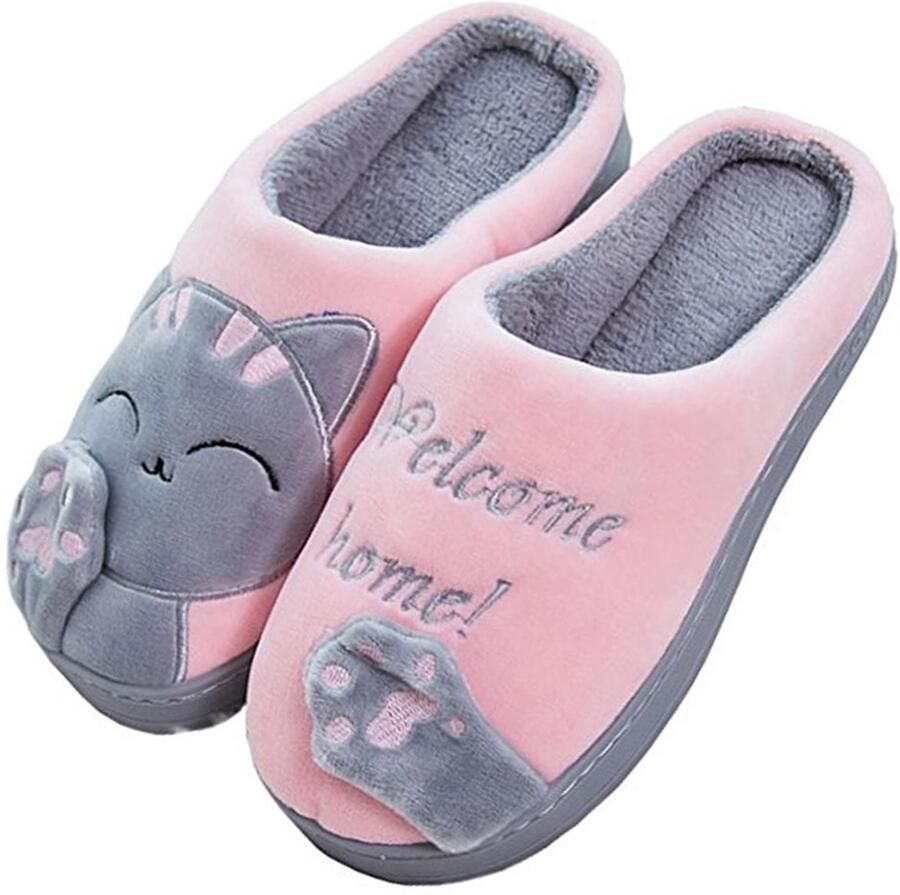 Dailygoods- Kattenpantoffels Antislip Binnen Slippers Slip-on Synthetisch Slijtvast Hakhoogte Huispantoffels