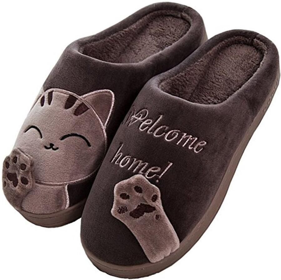 Dailygoods- Kattenpantoffels Antislip Slippers Instapper Slijtvast TPR Zool Textiel Binnenmateriaal