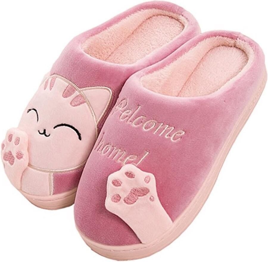 Dailygoods- Kattenpantoffels Antislip Slippers Slijtvast Instapper TPR Zool Binnenmateriaal Textiel
