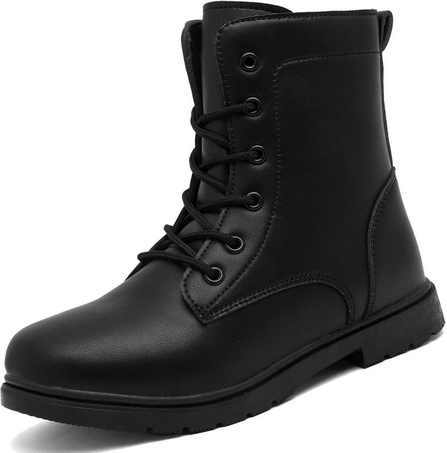 Dailygoods Kinder Enkellaarsjes Waterdichte Zwarte Schoolboots met Zijklep en Veters