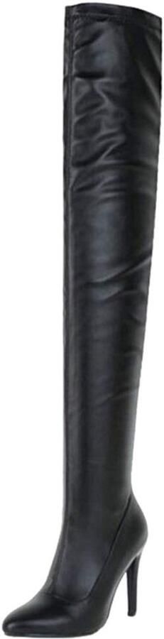 Dailygoods- Kniehoge Laarzen Stilettohak Dames Laarzen Hoogwaardig PU-Materiaal Antislip Zool Ritssluiting Elegant Design Dameslaarzen