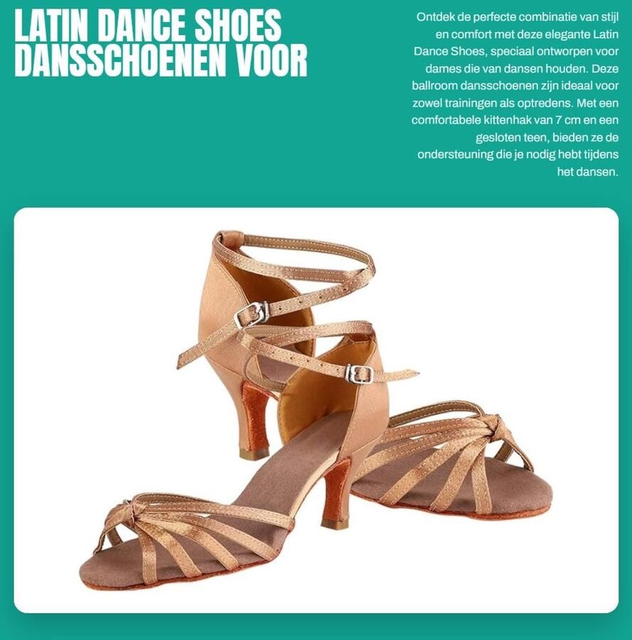 Dailygoods- Latindansschoenen Zacht Comfortabel Antislip Hak Dames Ballroom Dansschoenen
