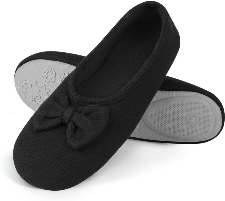 Dailygoods OFFCUP Ballerina-pantoffels voor dames huisschoenen instappers met elegante strik en traagschuim