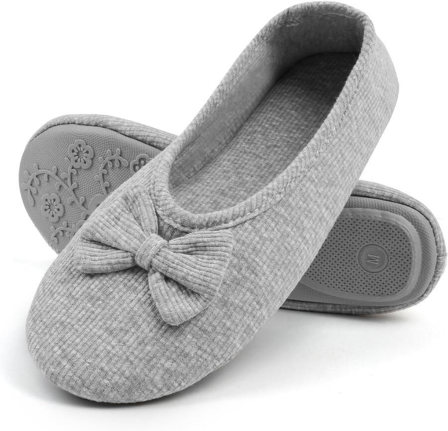 Dailygoods OFFCUP Ballerina-pantoffels voor dames huisschoenen instappers met elegante strik en traagschuim