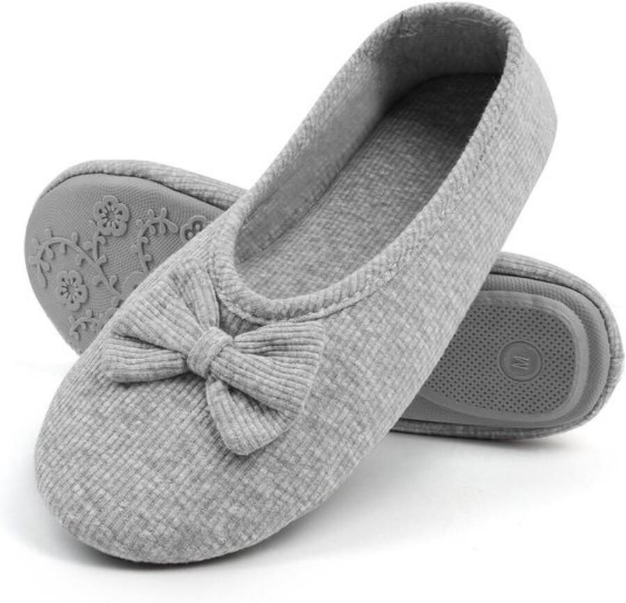Dailygoods OFFCUP Ballerina-pantoffels voor dames huisschoenen instappers met elegante strik en traagschuim