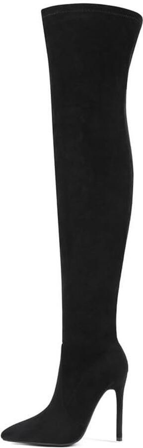 Solidchoice- Overknee-laarzen met hoge hakken Dameslaarzen Stiletto laarzen Stretch boots Modieuze laarzen Suède-look bovenmateriaal