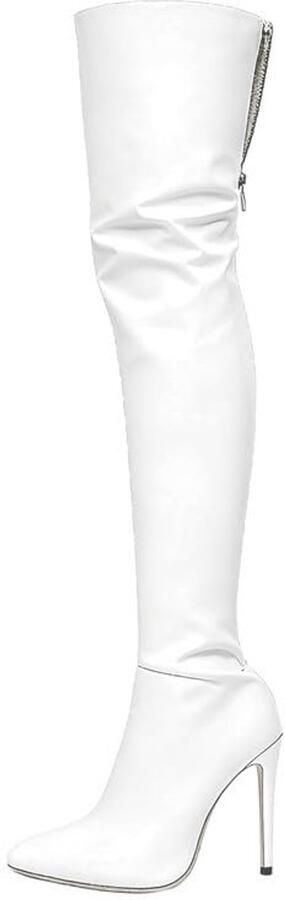 Dailygoods- Overknee-laarzen spitse teen hoge hak stiletto ritssluiting stretch PU-leer