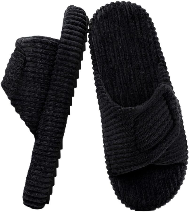 Dailygoods- Pantoffels Dames Antislip Open Teen Corduroy Zacht Ademend Memory Foam Slippers