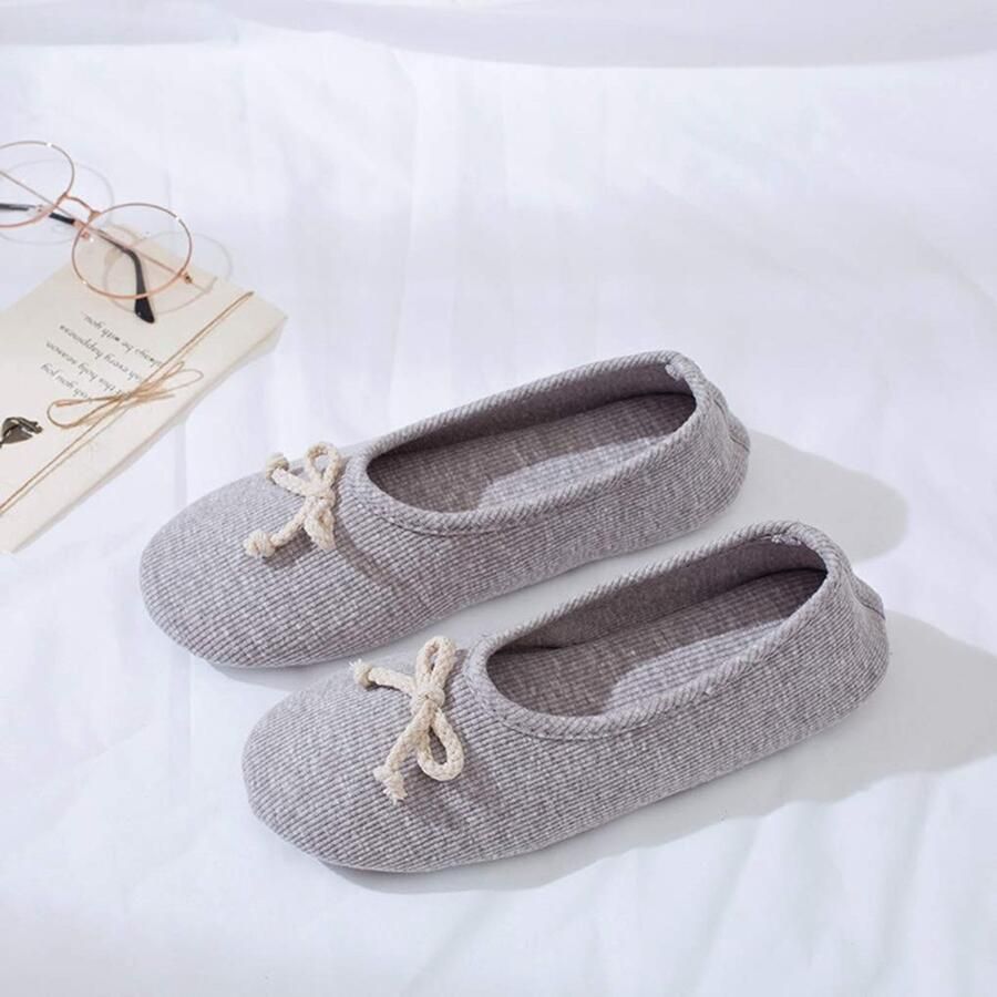 Dailygoods- Pantoffels Dames Katoenen Antislip Zool Warme Slippers Japanse Stijl Strik Ademend en Comfortabel