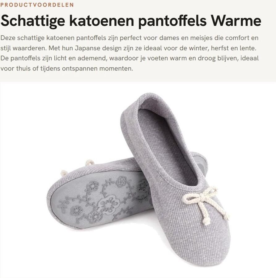 Dailygoods- Pantoffels Dames Katoenen Antislip Zool Warme Slippers Japanse Stijl Strik Ademend en Comfortabel