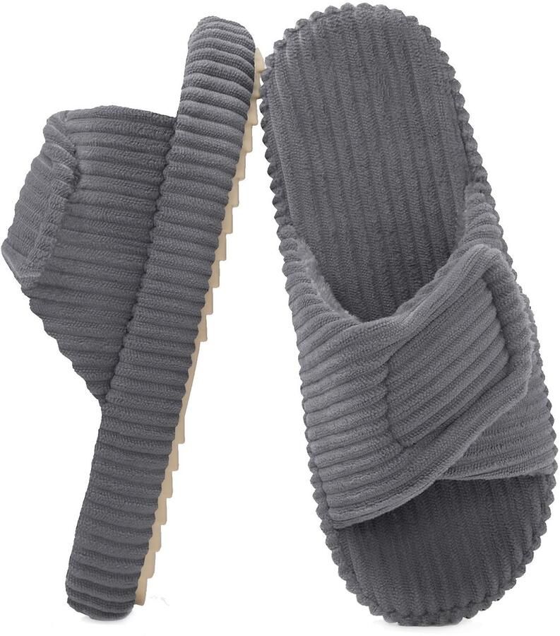 Dailygoods- Pantoffels Dames Open Teen Corduroy Antislip Comfortabel Ademend Zacht Memory Foam Slippers