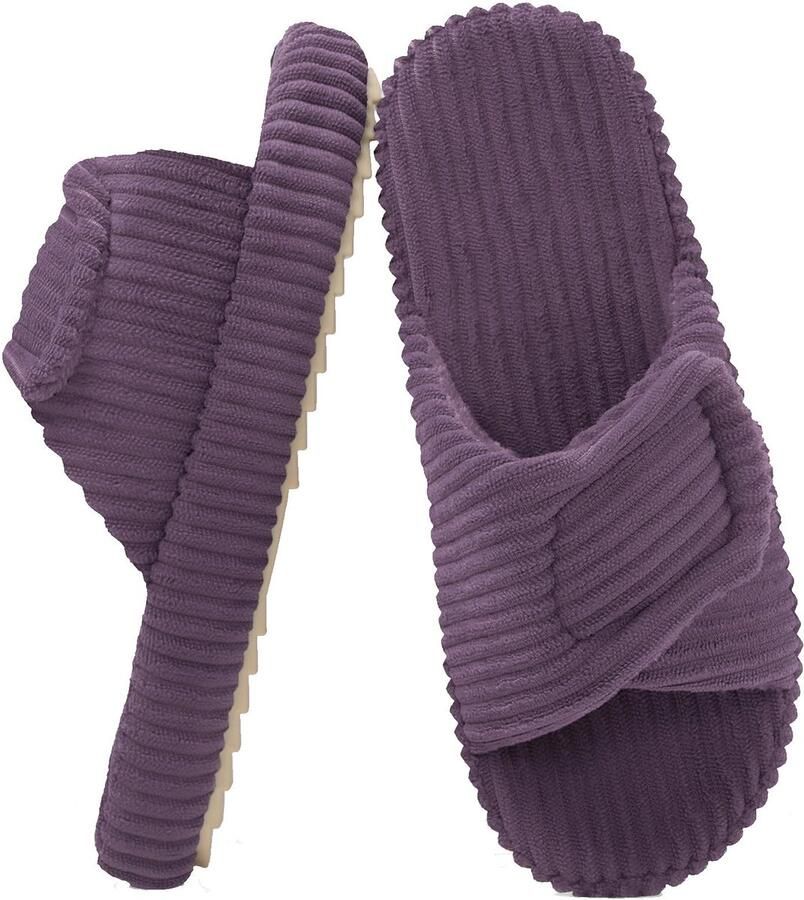 Dailygoods- Pantoffels Dames Open Teen Corduroy Antislip Memory Foam Ademend Ontwerp Slippers