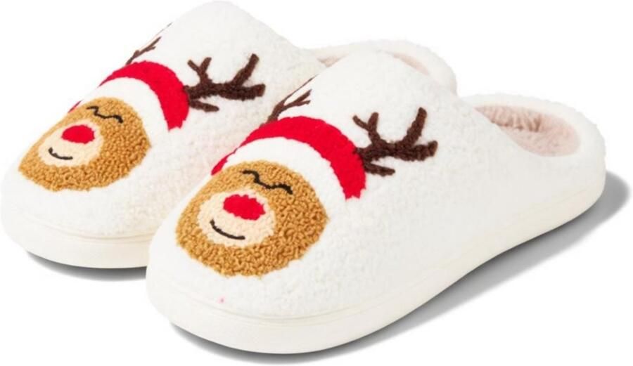 Dailygoods- Pantoffels Dames Teddy Pantoffels Antislip Zool Winter Slippers Behaaglijk Gevoerd Vrolijke Kerstmotieven