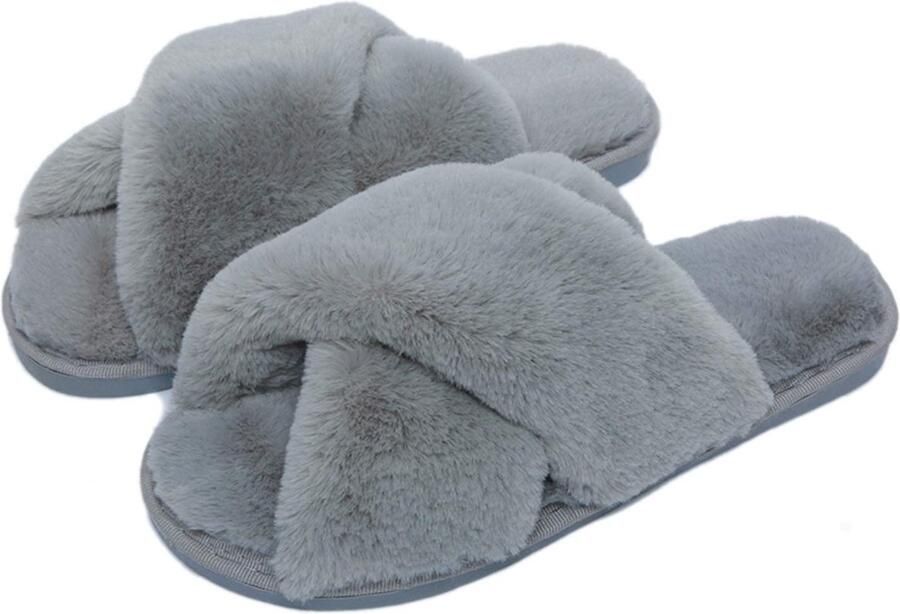 Dailygoods- Pantoffels Dames Warm Comfortabele Sloffen Huisschoenen Fleece Bovenwerk Handwasbaar Elegant Design